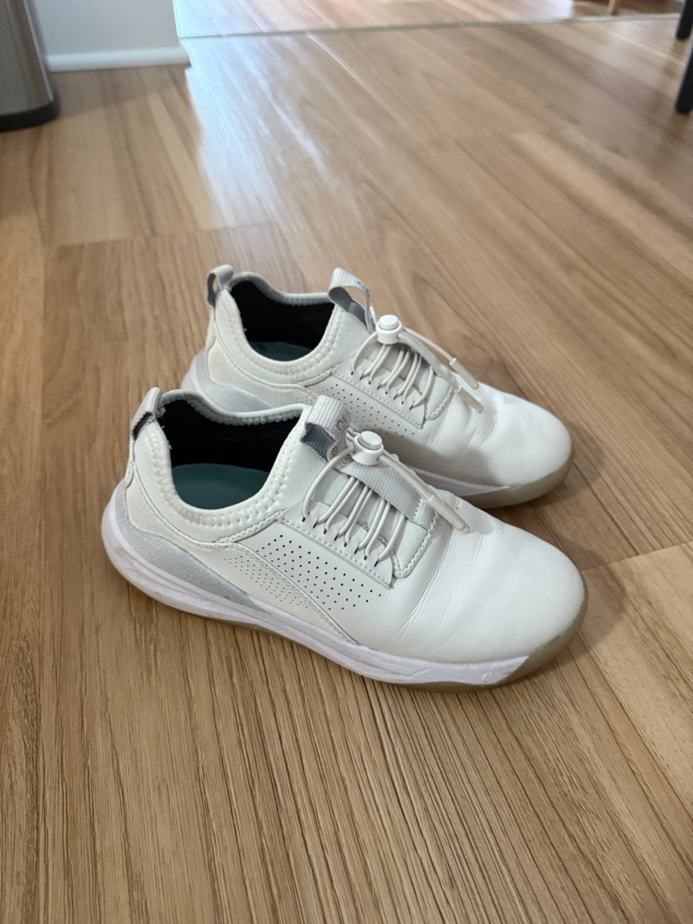Women’s White Slip-On Sneakers with Toggle Laces